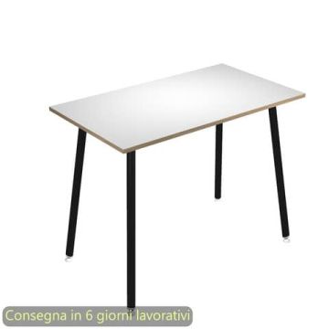 Tavolo alto Skinny Metal 180x80xH.105 cm con gambe metalliche nere Artexport piano bianco - 6405-DJC-3C-AQ