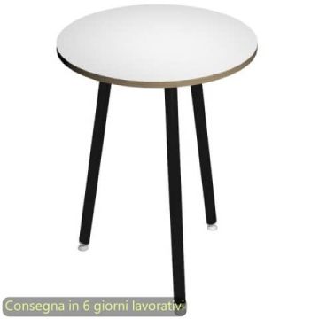 Tavolo riunione rotondo alto Skinny Metal ø80xH.105 cm con 3 gambe met. bianche Artexport piano bianco - 6408-DJD-3C-AQ