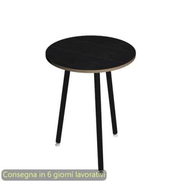 Tavolo riunione rotondo alto Skinny Metal ø80xH.105 cm con 3 gambe met. bianche Artexport piano nero - 6408-DJD-8C-AQ