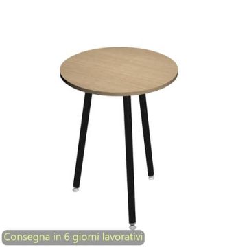 Tavolo riunione rotondo alto Skinny Metal ø80xH.105 cm con 3 gambe met. bianche Artexport piano rovere - 6408-DJD-C-AQ