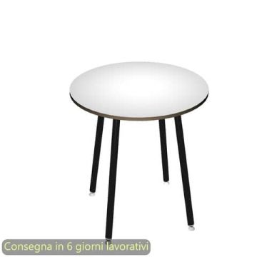 Tavolo riunione rotondo alto Skinny Metal ø100xH.105 cm 3 gambe metalliche bianche Artexport piano bianco - 6410-DJD-3C-AQ
