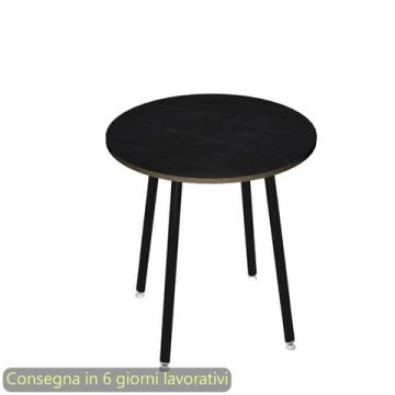 Tavolo riunione rotondo alto Skinny Metal ø100xH.105 cm 3 gambe metalliche bianche Artexport piano nero - 6410-DJD-8C-AQ