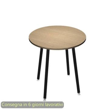Tavolo riunione rotondo alto Skinny Metal ø100xH.105 cm 3 gambe metalliche bianche Artexport piano rovere - 6410-DJD-C-AQ