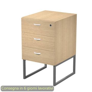 Cassettiera alta 3 cassetti supporto metallo antracite 41,5x50xH.72,2 cm montata Blade Artexport rovere - 419MET/C-AF