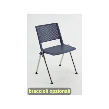 Sedia visitatore a 4 gambe Unisit Revolution RECP - schienale rigido rete PPL blu - conf. 2 pezzi - RECP/2/BL