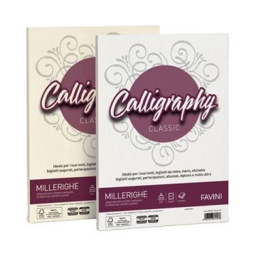 Carta pergamena Favini Calligraphy Millerighe liscia fondo rigato 200 g/m² A4 bianco 01 50 fogli - A690324