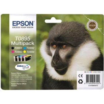 cartucce inkjet Scimmia T0895/blister RS+AM+RF Epson nero+ciano+magenta+giallo Conf. 4 - C13T08954020