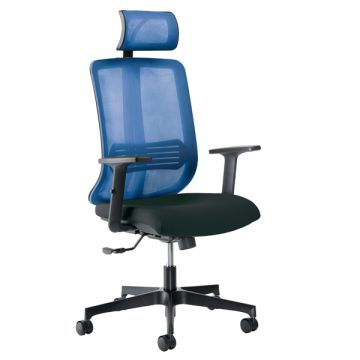 Unisit Poltrona ergonomica Vertigo Blu/Nero No FLAME con poggiatesta e braccioli