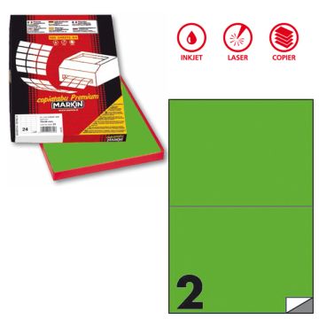 Etichetta adesiva C/509 verde fluo 100fg A4 210x148mm (2et/fg) Markin