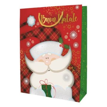 Shopper Natalizia Biembi Premium ''Babbo Natale'' - conf. 6 pezzi - 18x23x10 cm - BXS202P10B