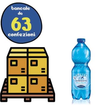 Bancale di 63 cfz. da 24 bottigliette di acqua minerale frizzante San Benedetto da 500 ml (1512 bottigliette)