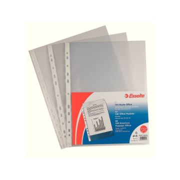 Buste a perforazione universale goffrate Esselte OFFICE 23x33 cm trasparente antiriflesso conf.100 - 395697200
