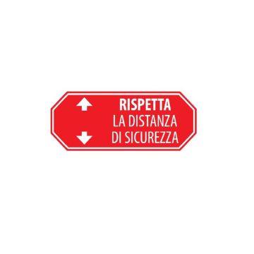Adesivo di segnaletica a terra "Rispetta la distanza di sicurezza - 1 m" 80x40 cm rosso/bianco/blu - 30018