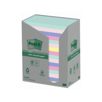 Foglietti Post-it Notes 76x127 mm carta riciclata assortiti conf. torre da 16 blocchetti da 100 ff - 655-1RPT