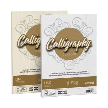 Carta lino FAVINI Calligraphy per lettere per stampa inkjet e laser 200 g/m² A4 avorio 02 50 fogli - A69Q614