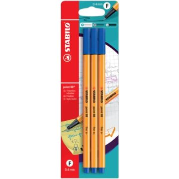 Fineliner Stabilo Point 88® 0,4 mm conf. 3 pz blu B-14827-10