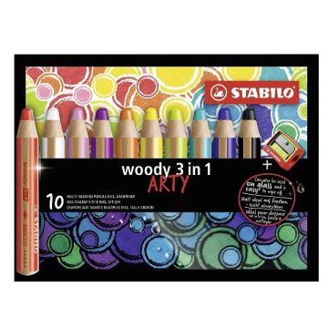 Matite colorate Stabilo Woody 3 in 1 punta larga conf. 10 pz Arty line colori assortiti - 880/10-1-20