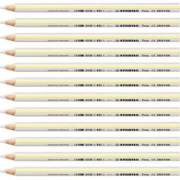 Matite colorate Stabilo Trio Maxi tratto 4,2 mm conf. 12 pz bianco 203/100