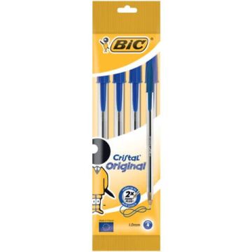 Penna a sfera BIC Cristal M 1 mm in blister da 4 blu - 8308601