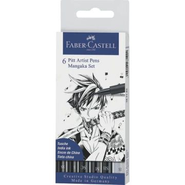 Penna inchiostro pigmentato Faber Castell Pitt Artist conf. 6 pezzi - Manga set - 167124