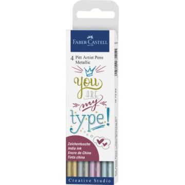 Penna inchiostro pigmentato Faber Castell Pitt Artist conf. 4 pezzi - Metallic - 167304