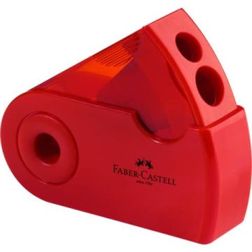 Temperamatite 2 fori Faber Castell Sleeve con serbatoio colore rosso/blu - 182701
