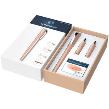 Penna stilografica + 3 punte intercambiabili in set regalo Schneider albicocca - P143806