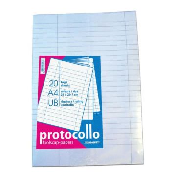 Fogli protocollo A4 Blasetti - 20 ff - 60 g/m2 - UB 1295