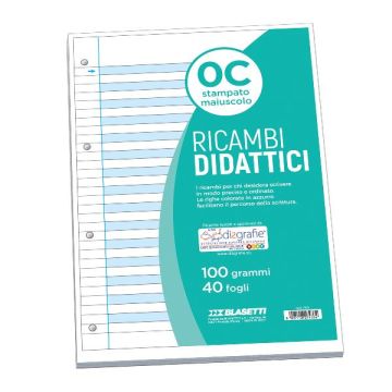 Ricambi rinforzati in PVC Blasetti Didattico per quaderni ad anelli A4 - 100 g/m2 - 40 ff - 0C - 7433