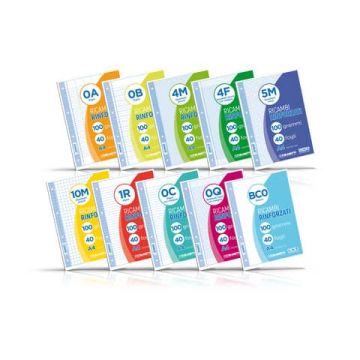 Ricambi rinforzati in PVC Blasetti per quaderni ad anelli A4 - 100 g/m2 - 40 ff 10F - 8064