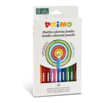 Matite colorate Jumbo esagonali Primo ø 5,5 mm in conf. da 12 colori assortiti 510MAXI12E
