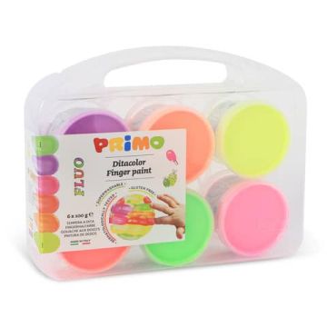 Tempera colori a dita Primo 100 ml valigetta 6 colori assortiti fluo 2214TD6FLUO
