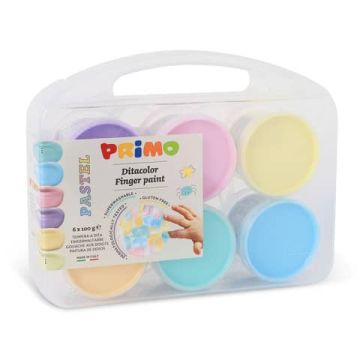 Tempera colori a dita Primo 100 ml valigetta 6 colori assortiti pastello 2212TD6PAST
