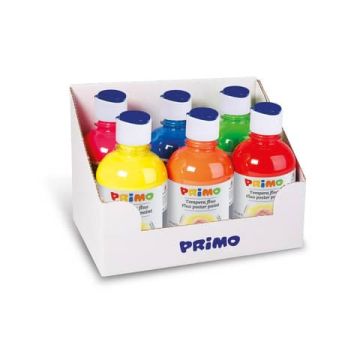 Tempera in bottiglia primi passi Primo 300 ml conf. da 6 colori assortiti fluo 255TF6ASS