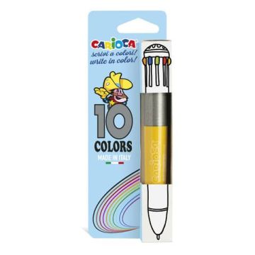 Penna a sfera 10 colori Carioca 1 mm multifunzione 41501