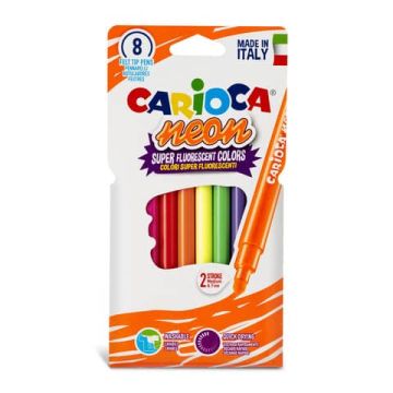 Pennarelli lavabili punta tonda Carioca conf. da 8 colori assortiti neon 42785