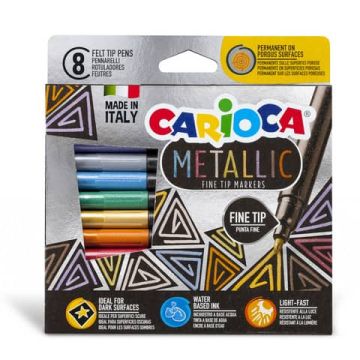 Pennarelli punta fine Carioca Metallic conf. da 8 colori assortiti 43162