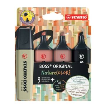 Evidenziatore Stabilo Boss Nature Colors assortiti conf. da 4 pezzi 70/4-2-3