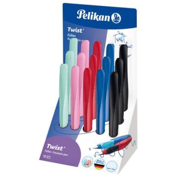 Display penne Twist Pelikan in display da 15 pezzi stilo e sferografica colori assortiti - 605540