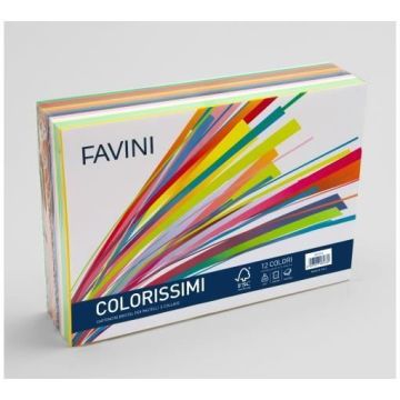 Carta colorata Favini Prisma Colorissimi 25x35 cm 220 g/m2 risma da 240 ff 15 colori - A33X244
