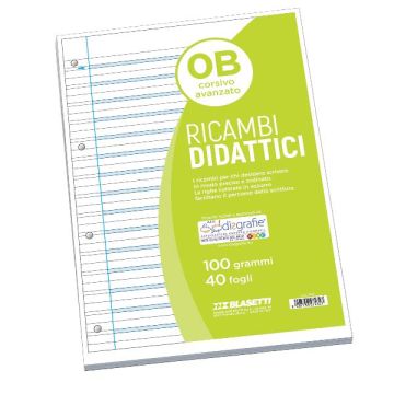Ricambi in PVC Blasetti Didattico per quaderni ad anelli A4 - 100 g/m2 - 40 ff - 0B - 7432