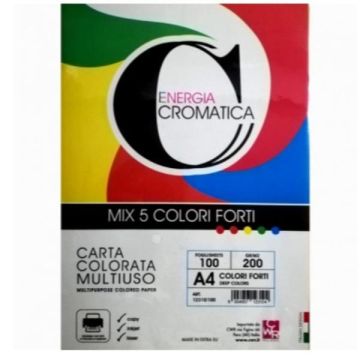 Carta colorata Deco Cromatica colori forti formato A3 100 ff - 5 colori assortiti 200 gr - 12311/100