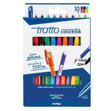 Penna a sfera cancellabile Tratto Cancellik 1 mm 10 colori assortiti F834700