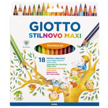 Matite colorate Giotto Stilnovo Maxi in conf. 18 pezzi colori assortiti - F226200