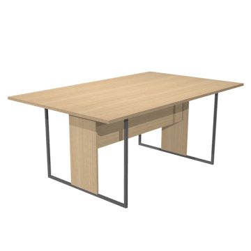 Scrivania piano rovere 160x80xH.74,4 cm gamba a pannello con anello in metallo antracite Blade Artexport - 413-C-AF