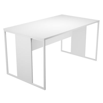 Scrivania piano bianco 180x80xH.74,4 cm gamba a pannello con anello in metallo bianco linea Blade Artexport - 415-3-AN