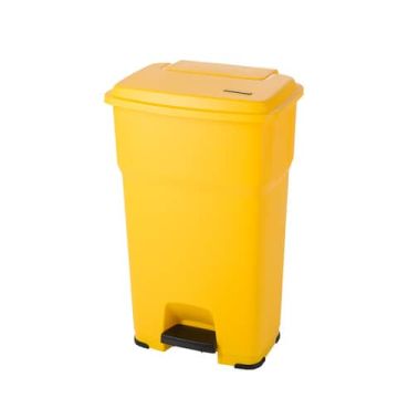 Cestino gettacarte Rotho Hera 85 L con pedale e coperchio giallo - F800073