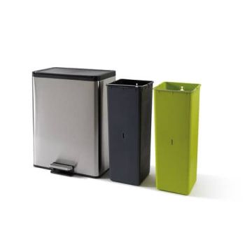 Pattumiera per la raccolta differenziata in acciaio inox Perfetto con finitura satinata ''Ricicla'' 20+20 L 46,2x38,8x