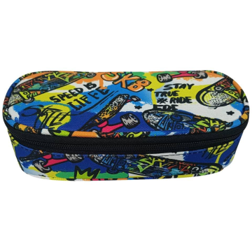 Astuccio con cerniera piccolo Donau 21x5,5x10,5 cm motivo skater colorato 322131084