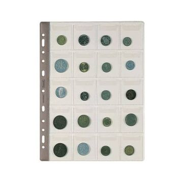 Buste porta monete trasp. a foratura universale Favorit top formato tasca 5x5,5 cm - conf. da 5 - 20 tasche